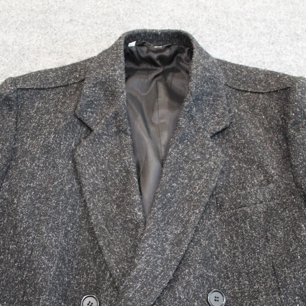 Falcone Vintage Mens Charcoal Wool Double Breasted Overcoat Made in‎ USA Size 48
